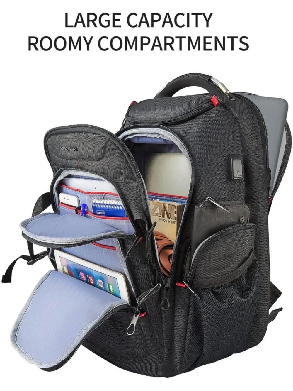 Stylish Water-Repellent Travel Laptop Backpack 17.3